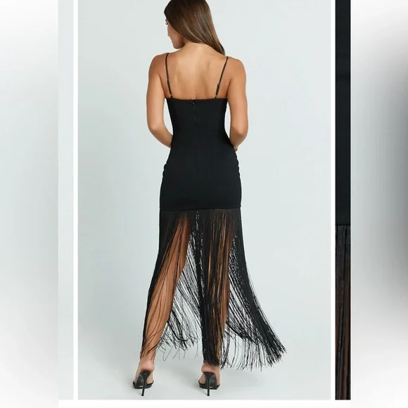 Showpo Black Fringe Dress - Picture 2 of 4
